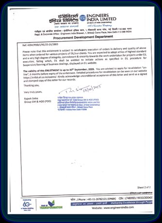 Engineers India Limited resolution of enlistment for Soudarshini Valve, sheet 2 of 2