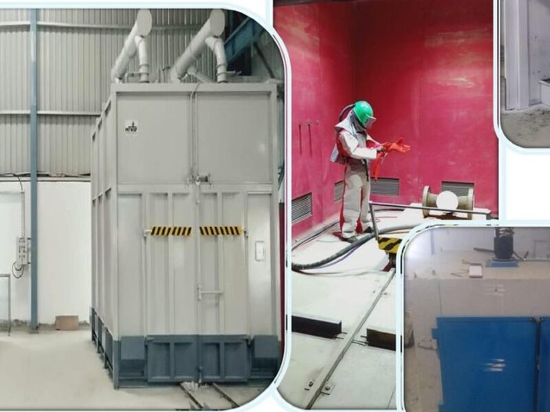 Shot-blasting cabinet, painting booth and baking oven in the surface finishing area at Soudarshini Valve