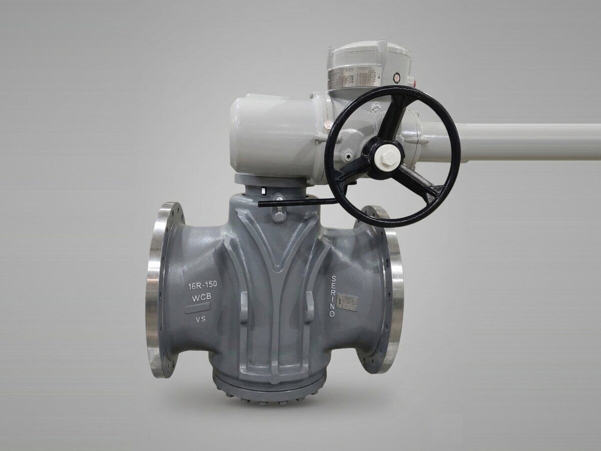 SERINO 16R-150 WCB plug valve with gear operator and handwheel